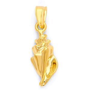 10k Yellow Gold Dainty Seashell Pendant - Sea Life Jewelry Gifts for Women